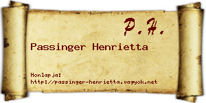 Passinger Henrietta névjegykártya